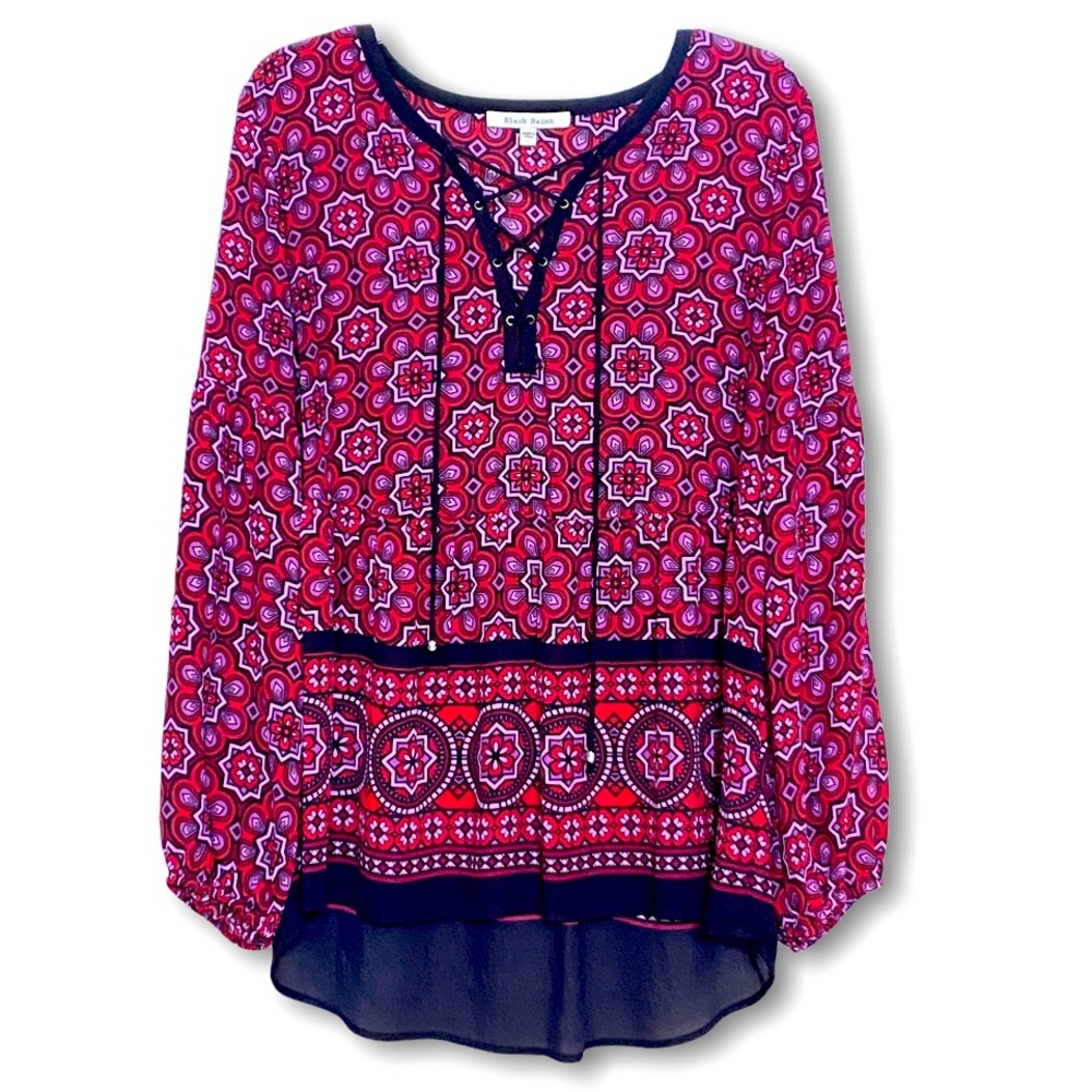 Gorgeous Black Rain Anthro Boho Blouse